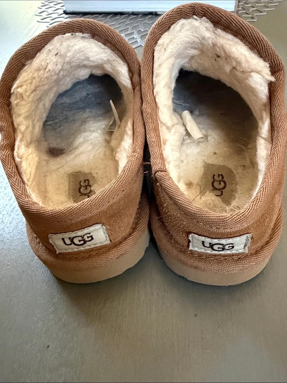 UGG Kids Slip-On Suede Mules in Chestnut